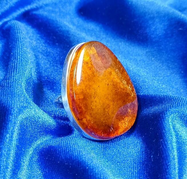 Pierścionek Srebrny z Bursztynem Roz.20/19,04mm