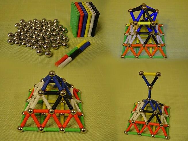 Klocki zabawki magnetyczne 150el wielokolorowe Geomag