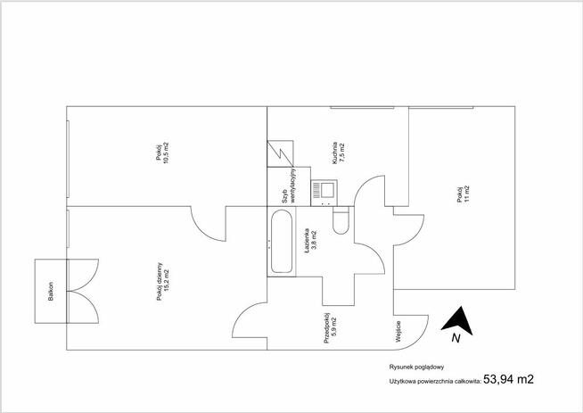 Sprzedam mieszkanie 53,94 m2 - 3 pokoje