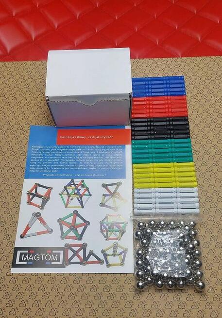 Klocki zabawki magnetyczne 150el wielokolorowe Geomag