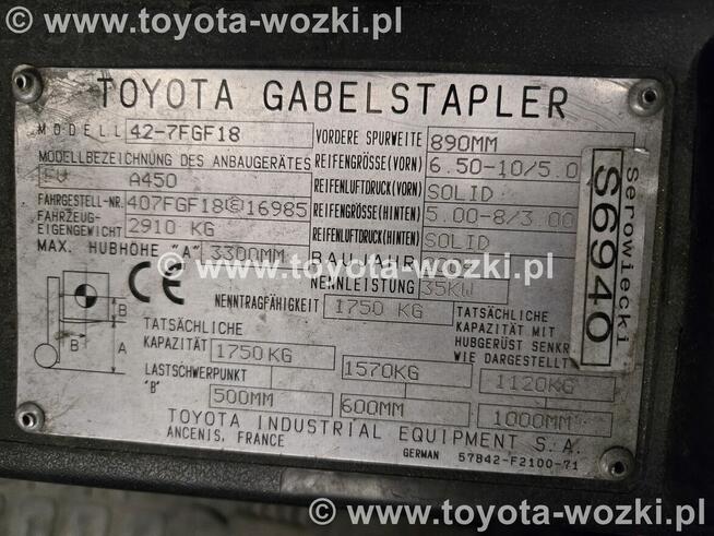 Wózek Widłowy TOYOTA 7FG15 Pozycjoner TOYOTA 7FGF15 Linde