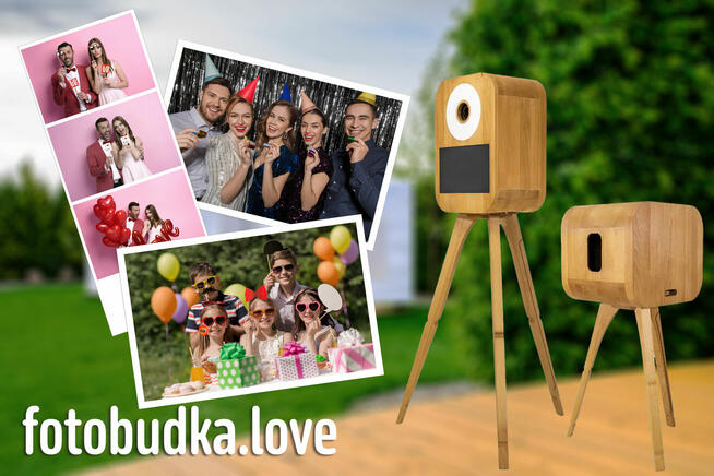 FOTOBUDKA tradycyjna drewniana na Wesele Imprezę Urodziny -