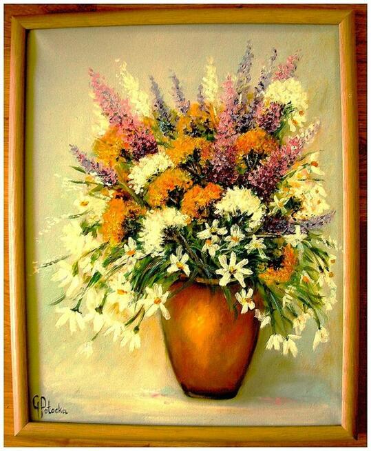 Kwiaty polne obraz olejny 50-40cm dostępny w ramie