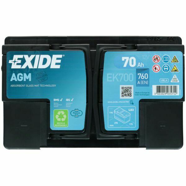 Akumulator Exide EK700 12V 70Ah 760A L3 AGM Start&Stop Radom