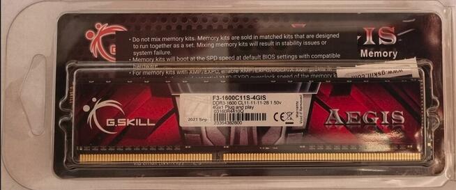 Pamięć ram do komputera G.SKILL AEGIS DDR3 4GB 1600MHZ F3-16