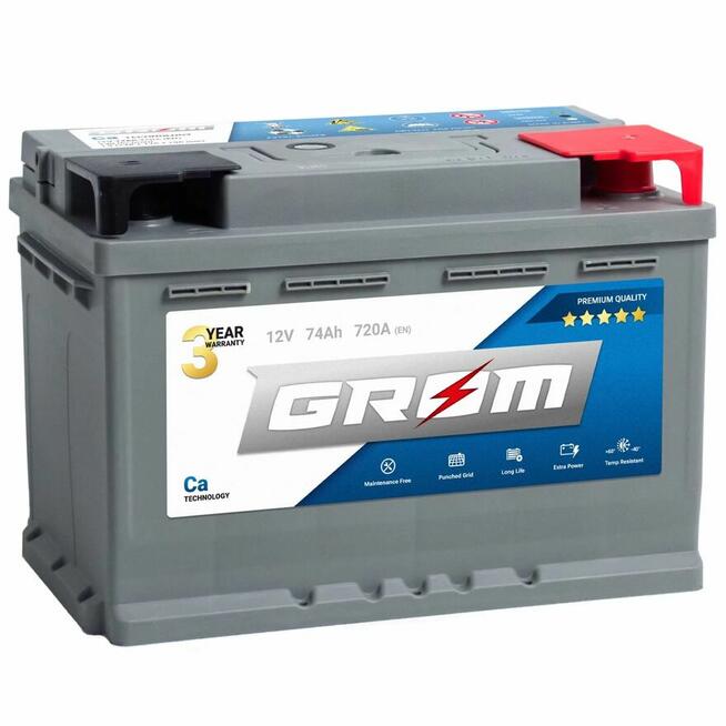 Akumulator 74Ah 720A EN GROM Premium Prawy Plus