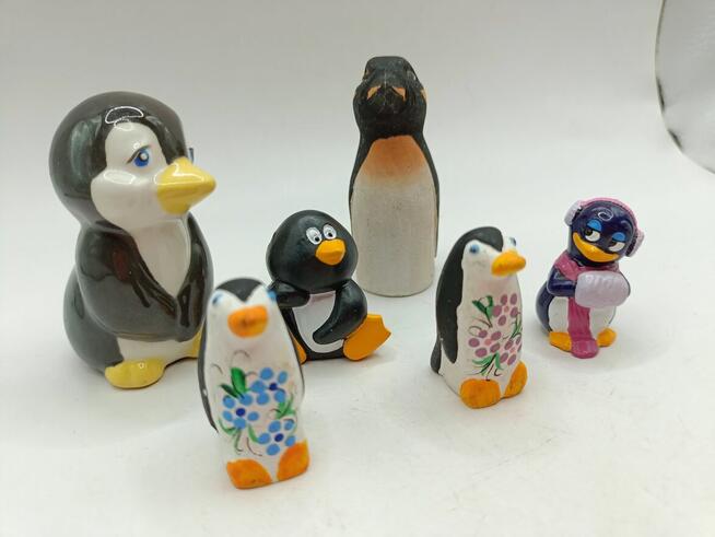 Ceramiczne ozdoby rodzina pingwinów mini figurki, dekoracja