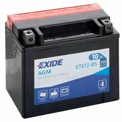 Akumulator mtocyklowy 10Ah 150A EXIDE ETX12-BS YTX12-BS 12V