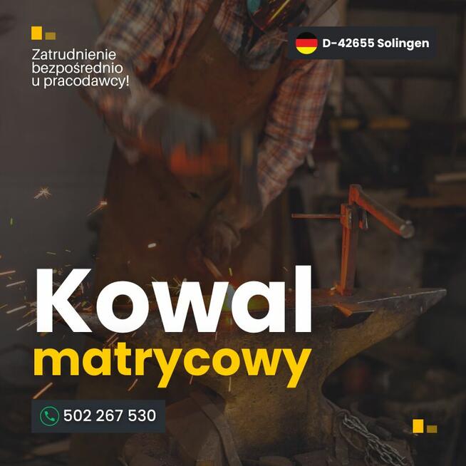 Kowal, praca od zaraz. Niemcy, niem umowa.