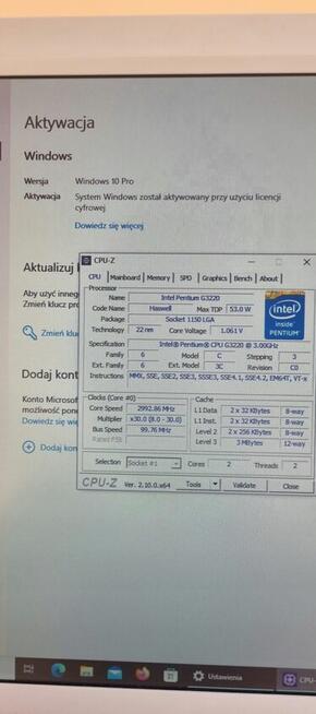 Komputer stacjonarny Pentum G3220, 4GB RAM DDR3, 250GB HDD,