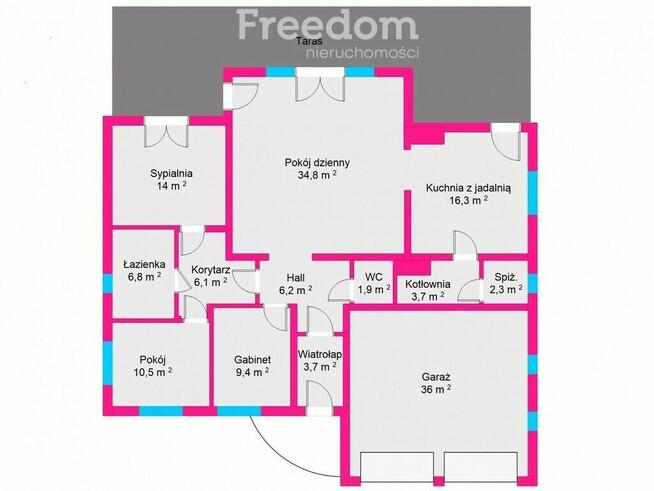 Nowy dom parterowy z garażem 2 stanowiskowym