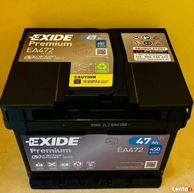 Akumulator 47Ah 450A Exide Premium– DARMOWY DOWÓZ I WYMIANA