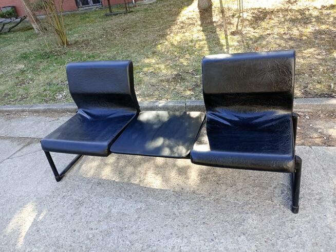 Ławka do poczekalni 2-siedzenia plus stolik czarny ławki do