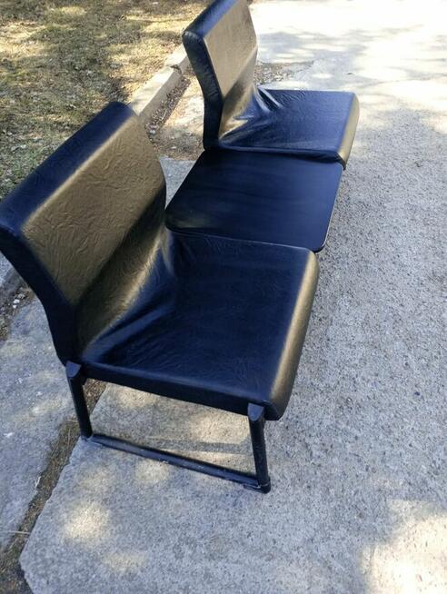 Ławka do poczekalni 2-siedzenia plus stolik czarny ławki do