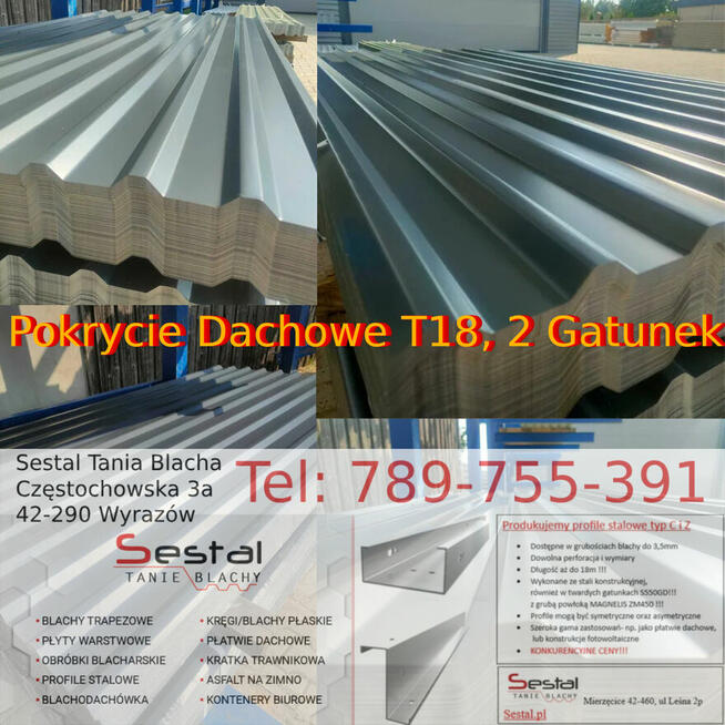 Pokrycie dachowe T 18 2Gat Blacha Dachowa czarna grafit brąz