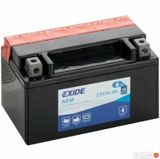 Akumulator motocyklowy 6Ah 90EXIDE ETX7A-BS YTX7A-BS 12V