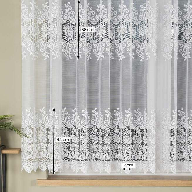 Firany żakardowe gotowe z taśmą marszczącą i na metry