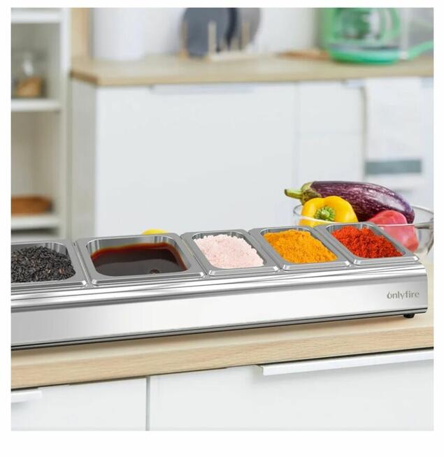 POJEMNIKI STACJA NA DODATKI DO PIZZY, ŻE STOJAKAMI ONLYFIRE