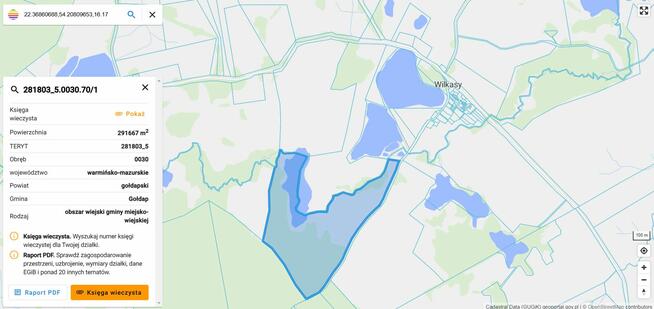 50 ha ziemii z dostępem do jeziora. Mazury Garbate