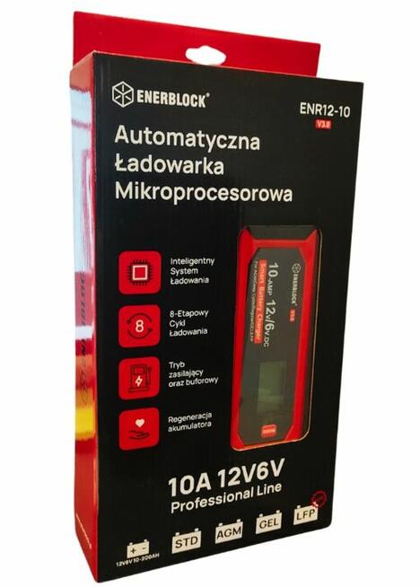 Ładowarka automatyczna Enerblock 12V 10A AGM EFB GEL