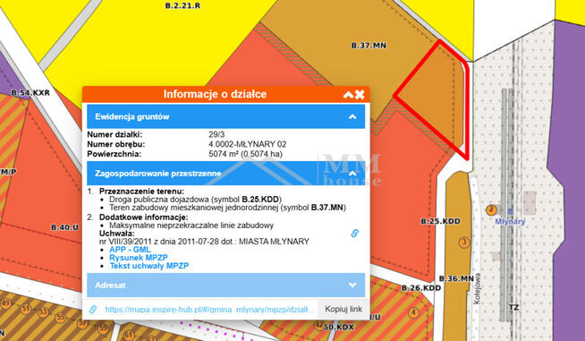 Na sprzedaż duża działka budowlana w Młynarach.