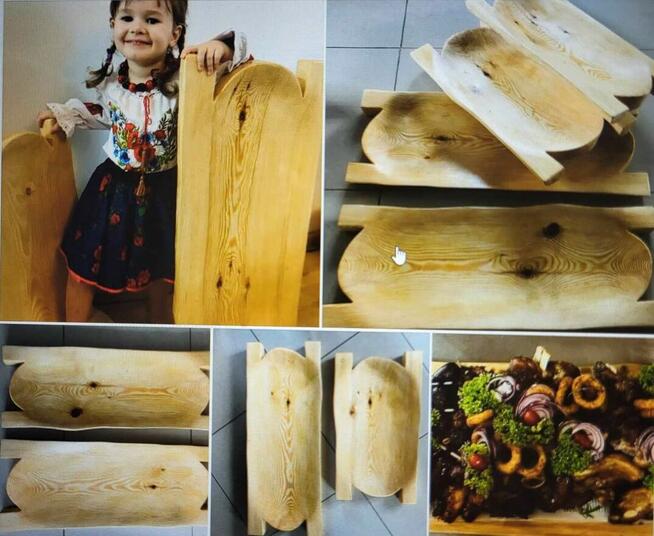 Regionalna TACA DREWNIANA do potraw Talerz na przekąski 40