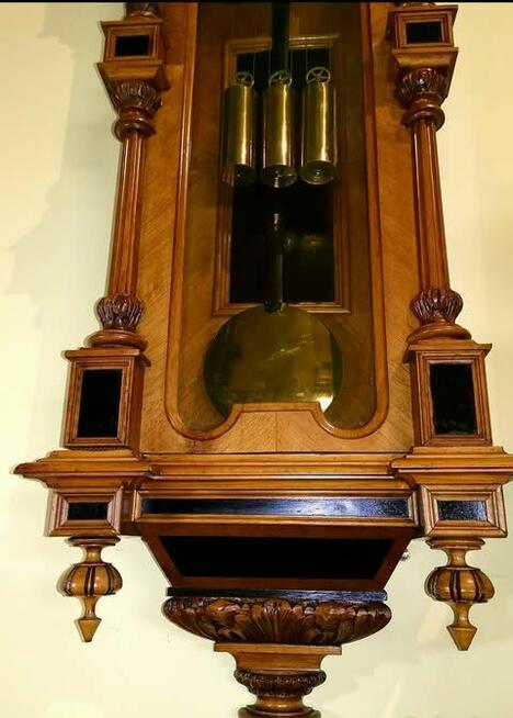 OGROMNY, odrestaurowany, neorenesansowy zegar ścienny.