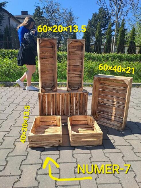 Skrzynka drewniana NUMER-7 40×30×13.5 opalana