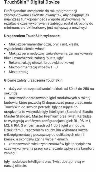 Urządzenie do makijażu permanentnego TouchSkin