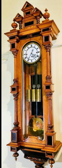 OGROMNY, odrestaurowany, neorenesansowy zegar ścienny.