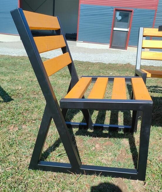 Krzesło ogrodowe do stołu, metalowe, drewniane