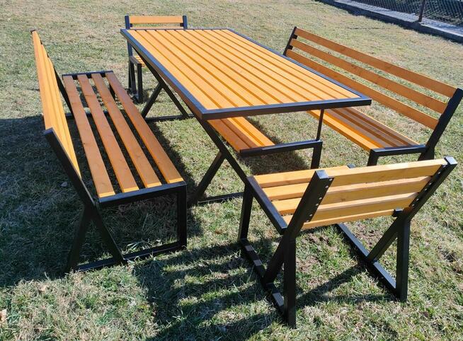 Krzesło ogrodowe do stołu, metalowe, drewniane