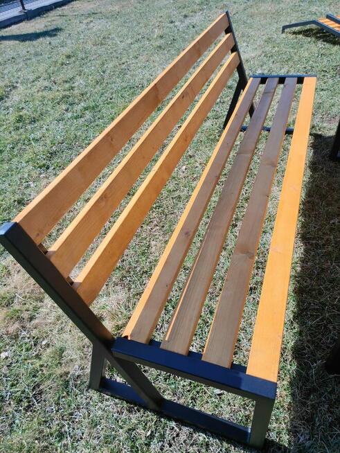 Ławka ogrodowa do stołu, metalowa, drewniana