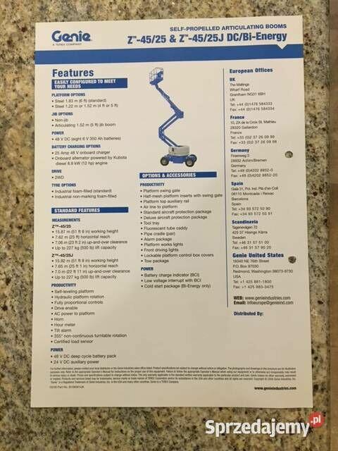 Podnośnik koszowy teleskopowo-przegubowy Genie Z45/25 J DC