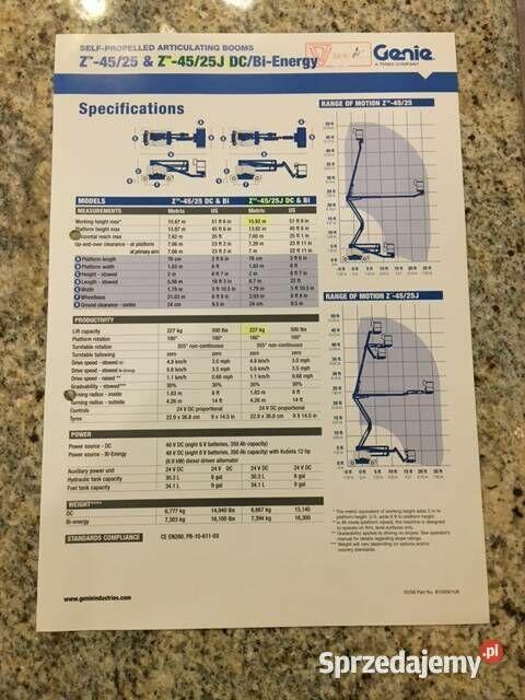 Podnośnik koszowy teleskopowo-przegubowy Genie Z45/25 J DC