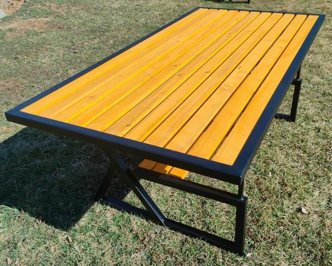 Stół ogrodowy, metalowy, drewniany