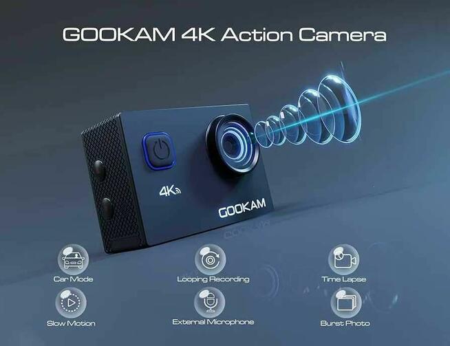 GOOKAM Go2 Kamera sportowa 4K WiFi 20MP podwodna wodoodporna