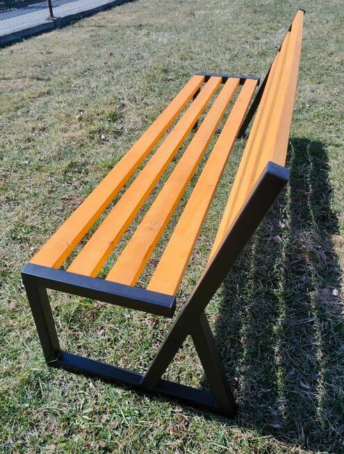 Ławka ogrodowa do stołu, metalowa, drewniana