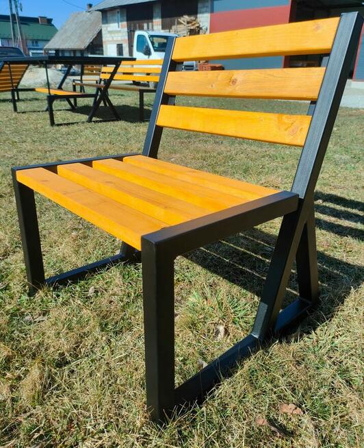 Krzesło ogrodowe do stołu, metalowe, drewniane