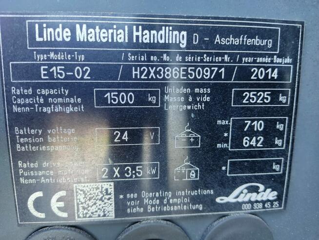 Wózek widłowy elektryczny Linde E15-02 42 000 netto
