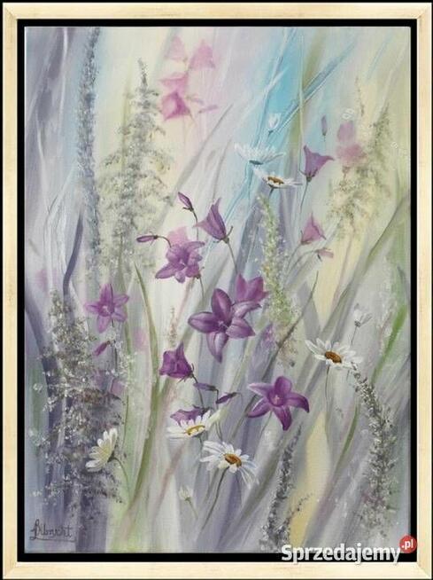 Łąka, ręcznie malowany olejny, Lidia Olbrycht