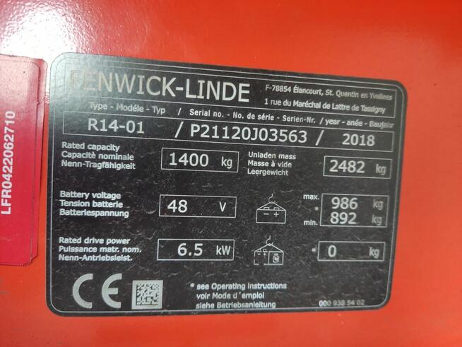 Wózek widłowy elektryczny Linde R14-01 45 000 netto