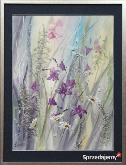 Łąka, ręcznie malowany olejny, Lidia Olbrycht