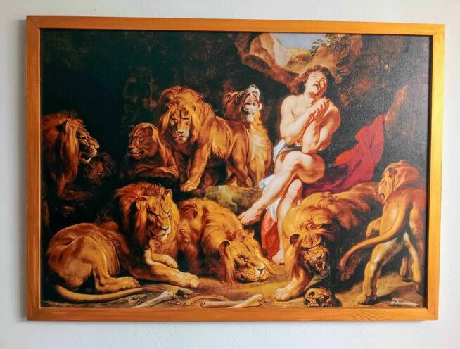 Obraz na płótnie -Daniel w jaskini lwów, Rubens, 50x70cm
