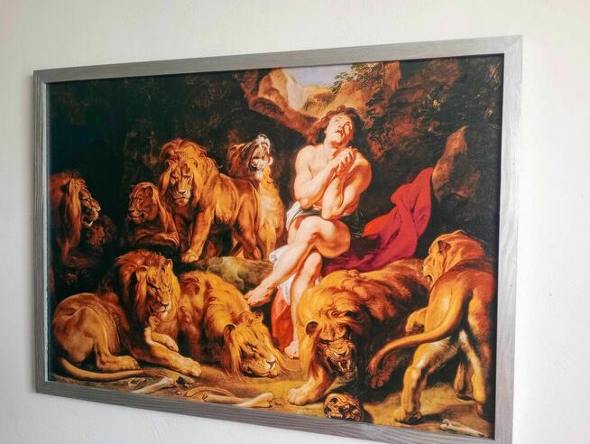 Obraz na płótnie -Daniel w jaskini lwów, Rubens, 50x70cm