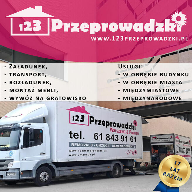 123 Przeprowadzki Poznań, Warszawa i cała Polska, Europa