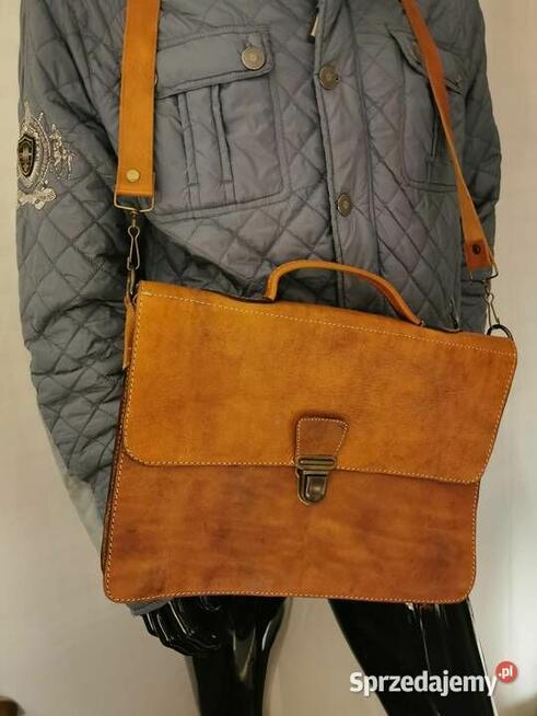 Torba skórzana na laptop aktówka na pasek skóra naturalna