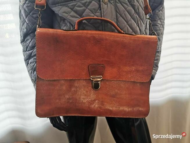 Torba skórzana na laptop aktówka na pasek skóra naturalna