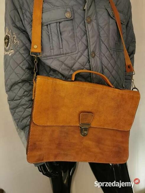 Torba skórzana na laptop aktówka na pasek skóra naturalna