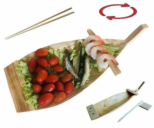 Taca na jedzenie do podawania sushi statek łódka z drewna 50